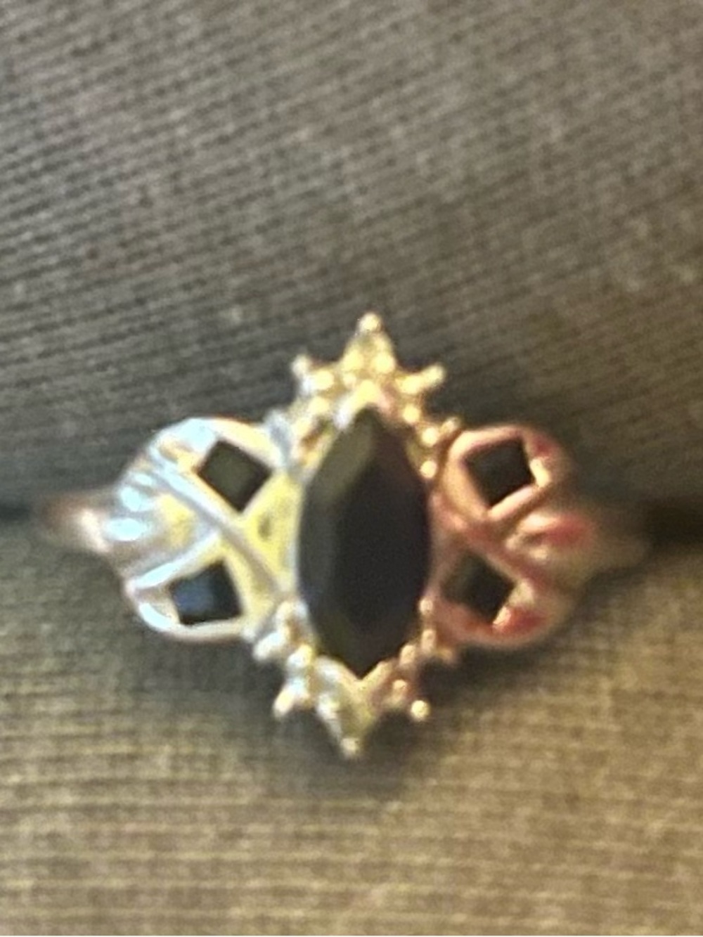 Solid 10k white gold ring with natural sapphires